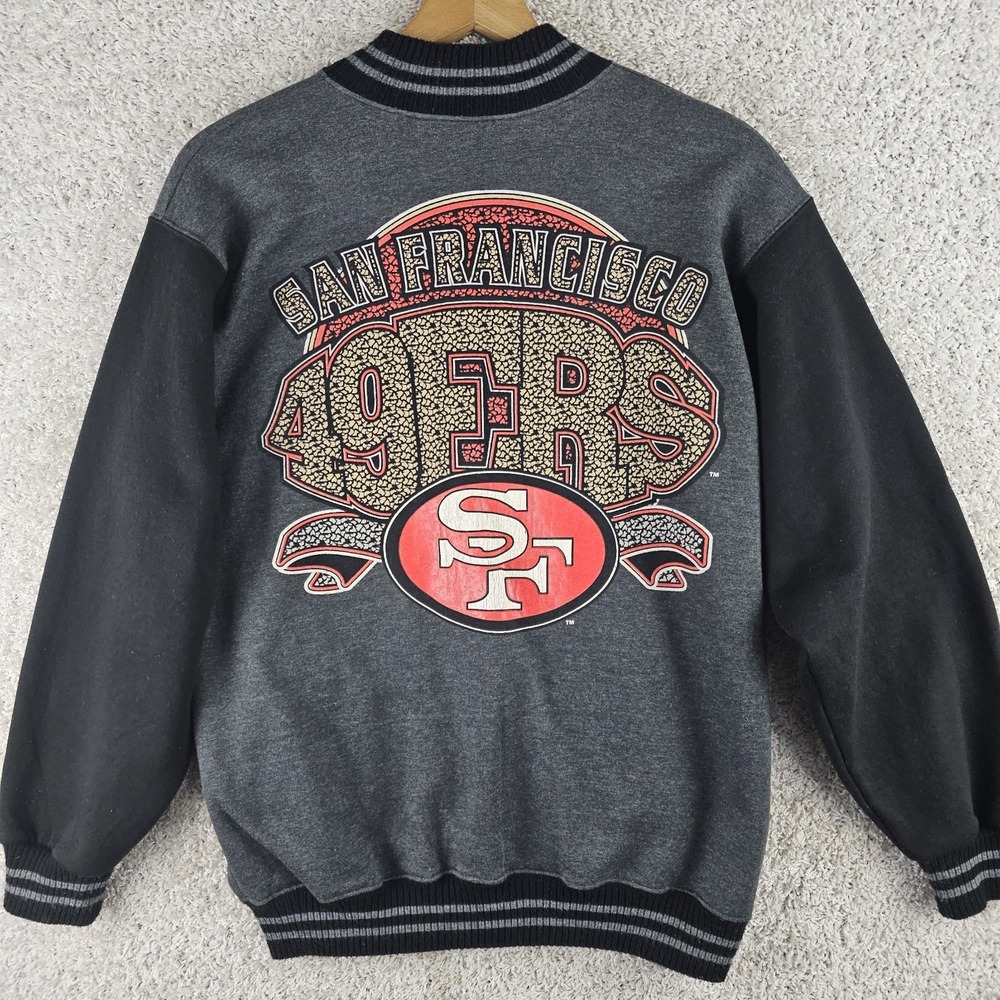 Vintage 90s San Francisco 49ers Varsity Snap Sweater Jacket Sz Medium Y2K